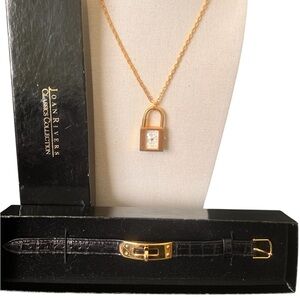 Joan’s Rivers padlock necklace bracelet combo set